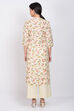 Cream Cotton Linen Kurta Pants Set image number 4