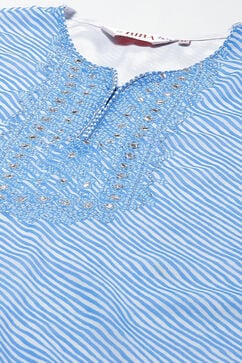 Turquoise Art Silk Straight Kurta Palazzo Suit Set image number 1