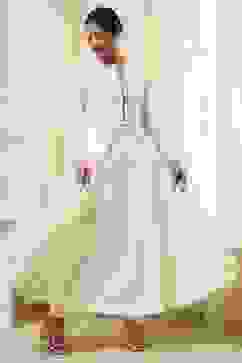 Off-White Cotton Embellished Anarkali Suit Set image number 0