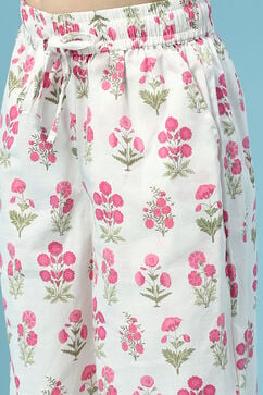 Off White & Pink Cotton Printed Sleepwear image number 2