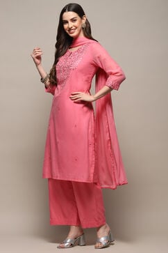 Blush Pink Polyester Straight Suit Set image number 4