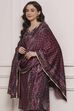 Plum Velvet Printed Straight Winter Suit Set image number 7