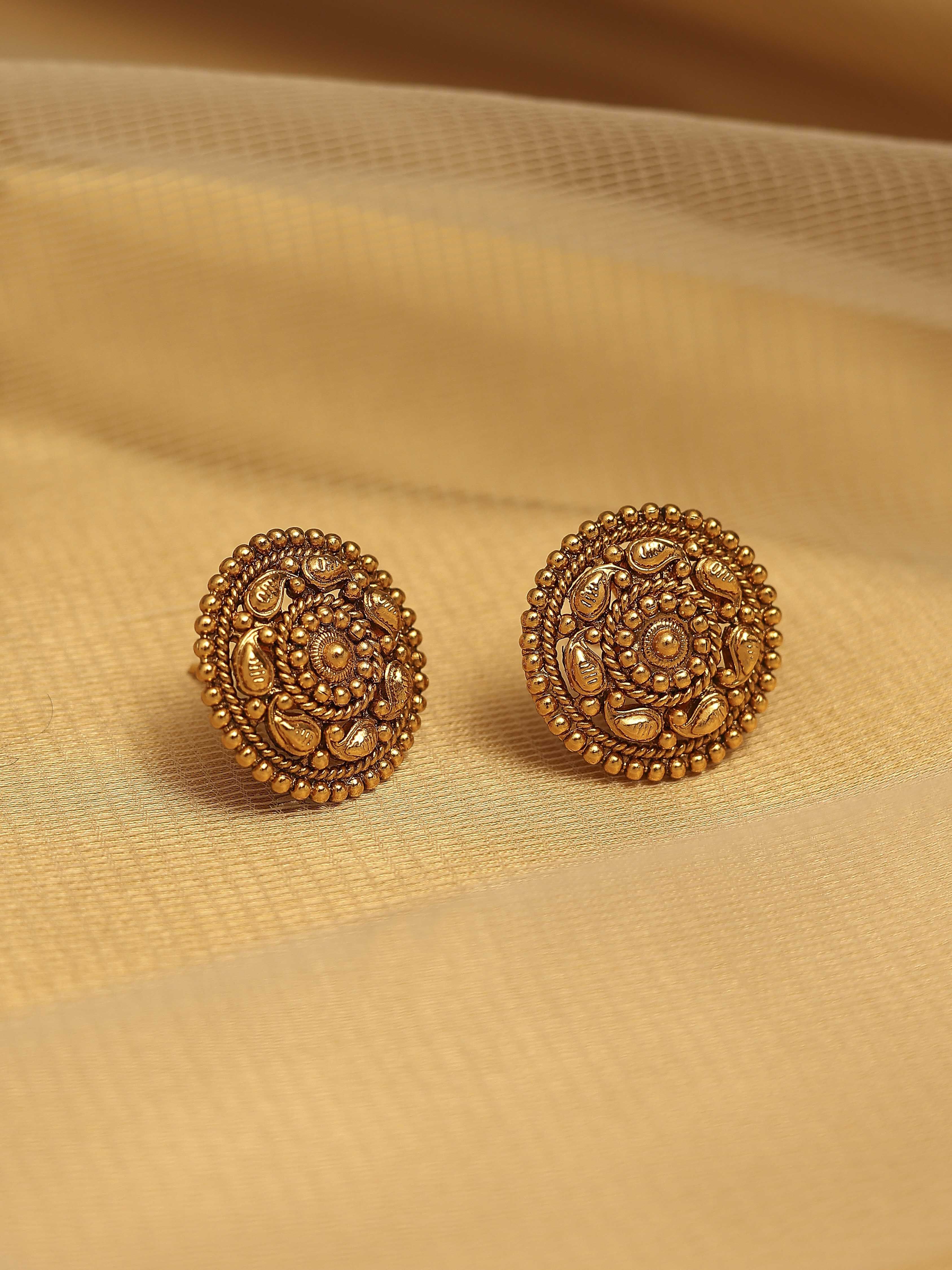 Gold Plated Brass Stud Earrings image number 0