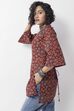 Maroon Cotton Geometric Printed Straight Kurti image number 0