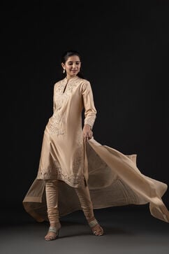 Rohit Bal Beige Cotton Silk Anarkali Printed Suit Set image number 0
