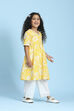 Yellow Cotton Printed Anarkali Suit Set image number 3