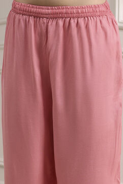 Peach-Colored Embroidered Gathered Suit Set image number 2