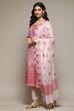 Peach Cotton Blend Straight Yarndyed Kurta Suit Set image number 5