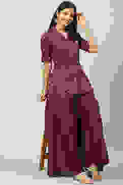 Purple Cotton Straight 2 Piece Set image number 5