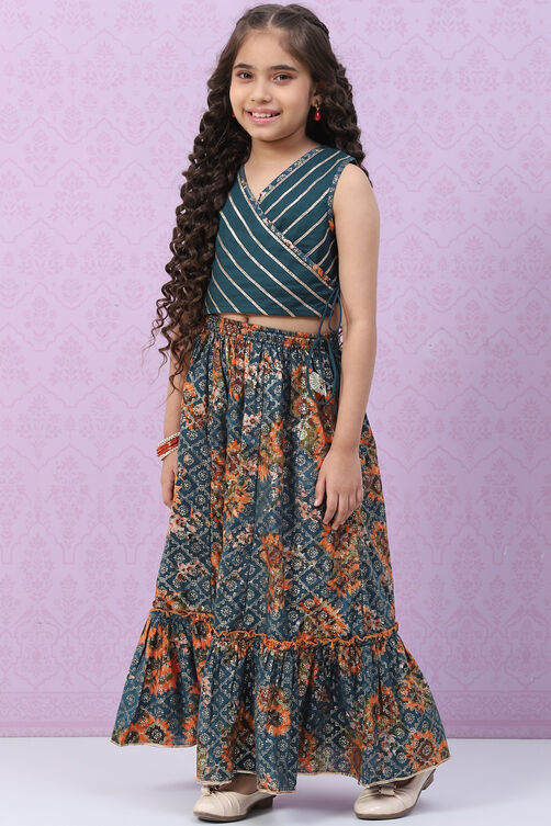 Blue Cotton Lehenga Set image number 3