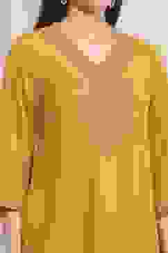 Mustard Yellow Dyed Embroidered Straight Suit Set image number 1