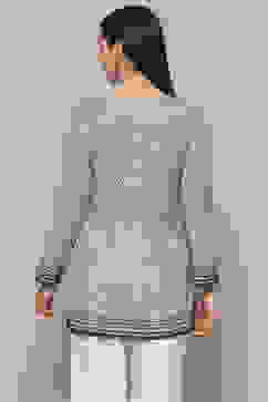 Indigo Polyester Straight Kurti image number 3