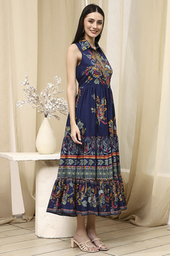 biba long dress Borgo de Nor Biba Tiered Printed Cotton-poplin Maxi Dress - Women Dresses