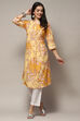 Yellow Cotton Straight Kurta