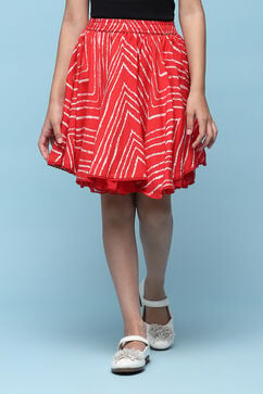 Red Rayon Printed Short Skirt image number 5