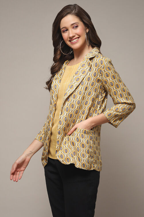 Mud Ochre LIVA Printed Jacket image number 4