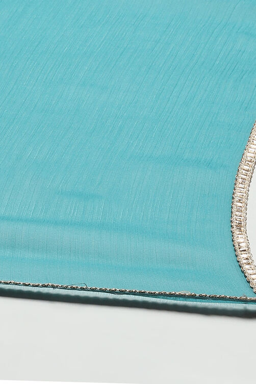 Sea Green Polyester Anarkali Kurta Churidar Suit Set image number 3