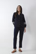 Blue Cotton Lycra Straight Pants image number 0
