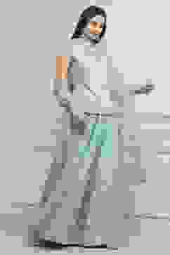 Powder Blue Cotton Printed Lehenga Set image number 5