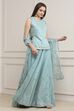 Powder Blue Cotton Printed Lehenga Set image number 5