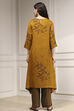 Mustard Yellow Viscose Rayon Straight Printed Kurta Pants Set image number 4