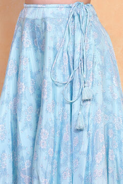 Aqua Printed Strappy Straight Suit Set image number 2