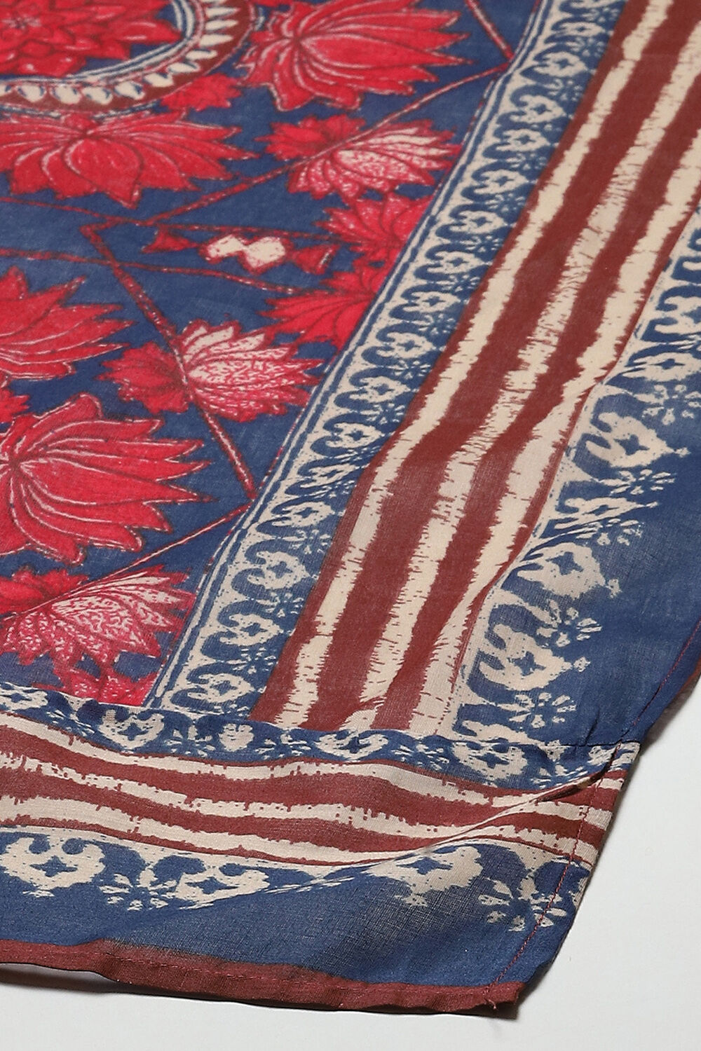 Rust & Indigo Rayon Straight Kurta Palazzo Suit Set image number 3