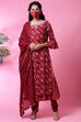 Maroon Cotton Double Layered Kurta Churidar Suit Set