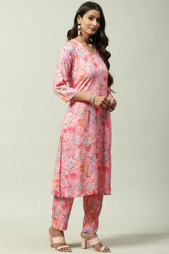 Pink Rayon Straight Co-Ord Set image number 5