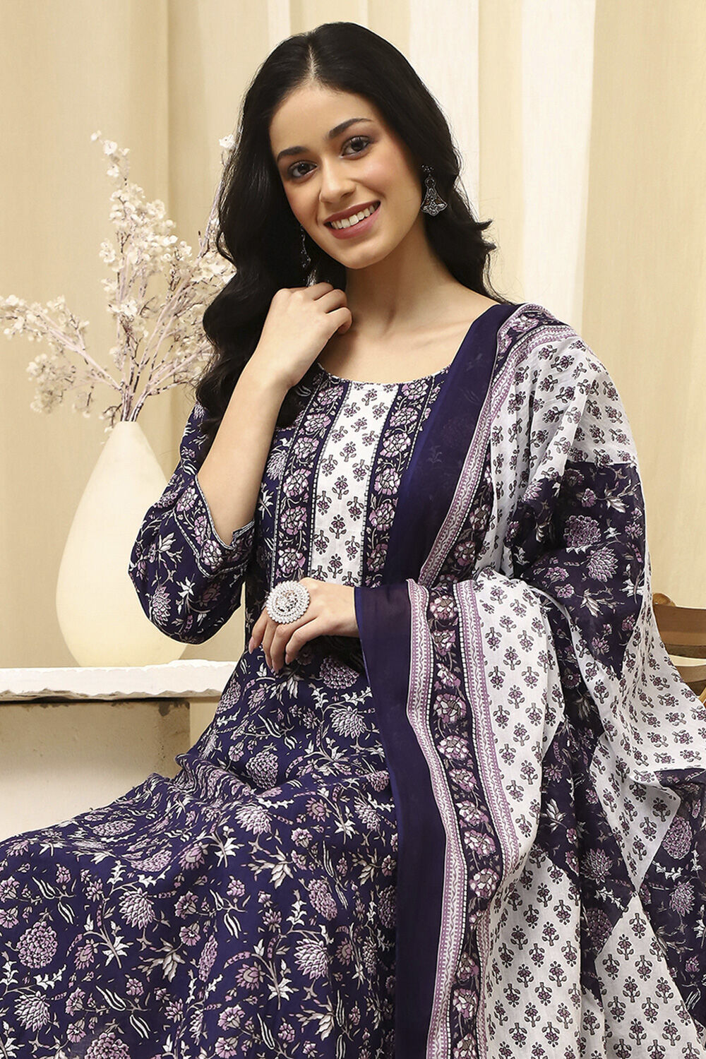 Assorted Cotton Hand Block Print Unstitched Suit Set image number 8