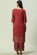 Rust Rayon Straight Printed Kurta image number 3