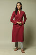 Berry Acrylic Straight Yarndyed Kurta image number 1