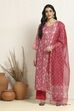 Pink Cotton Kota Floral Printed Unstitched Suit Set image number 1