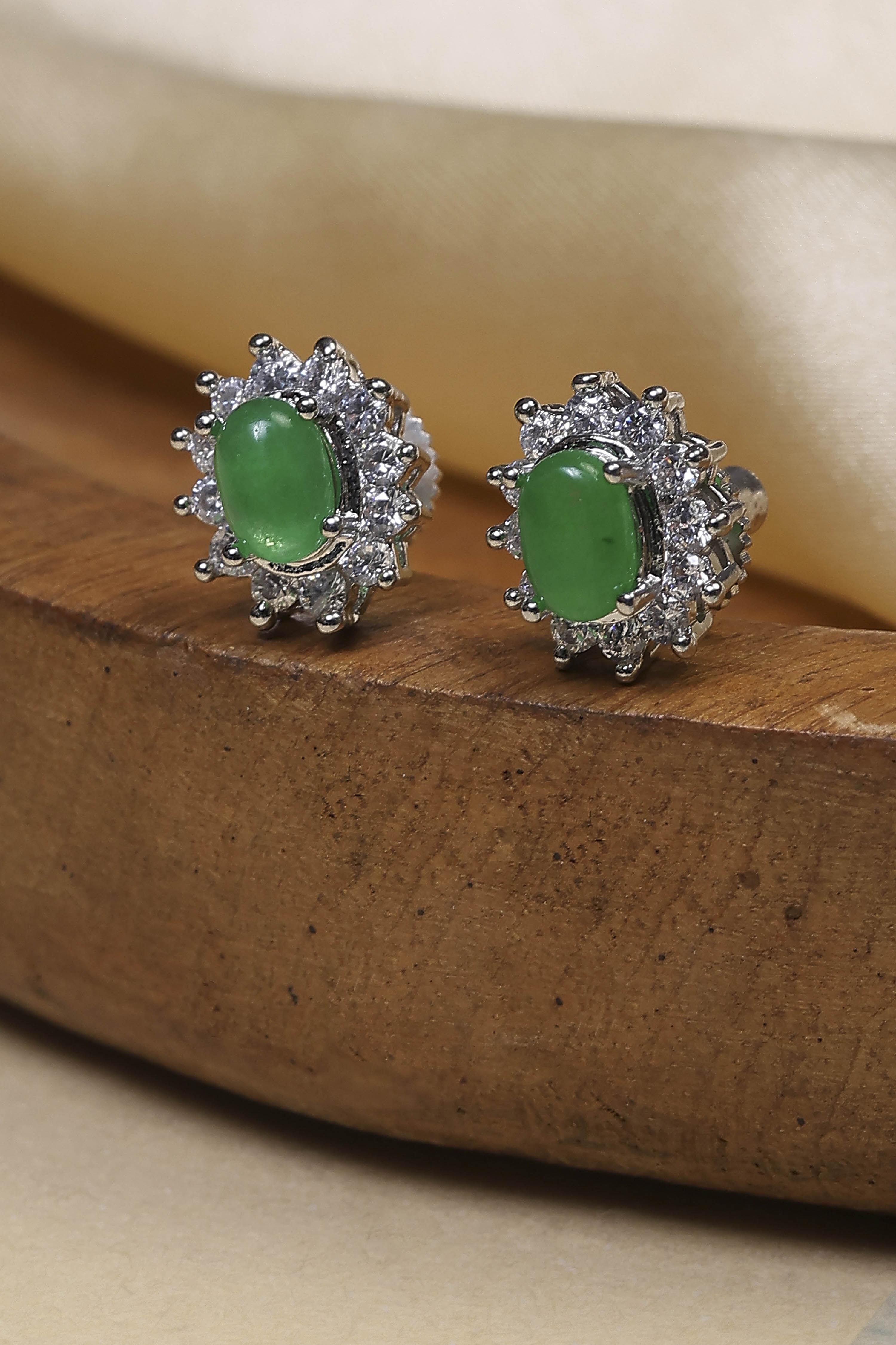 Green Stone Embellished Earrings image number 0
