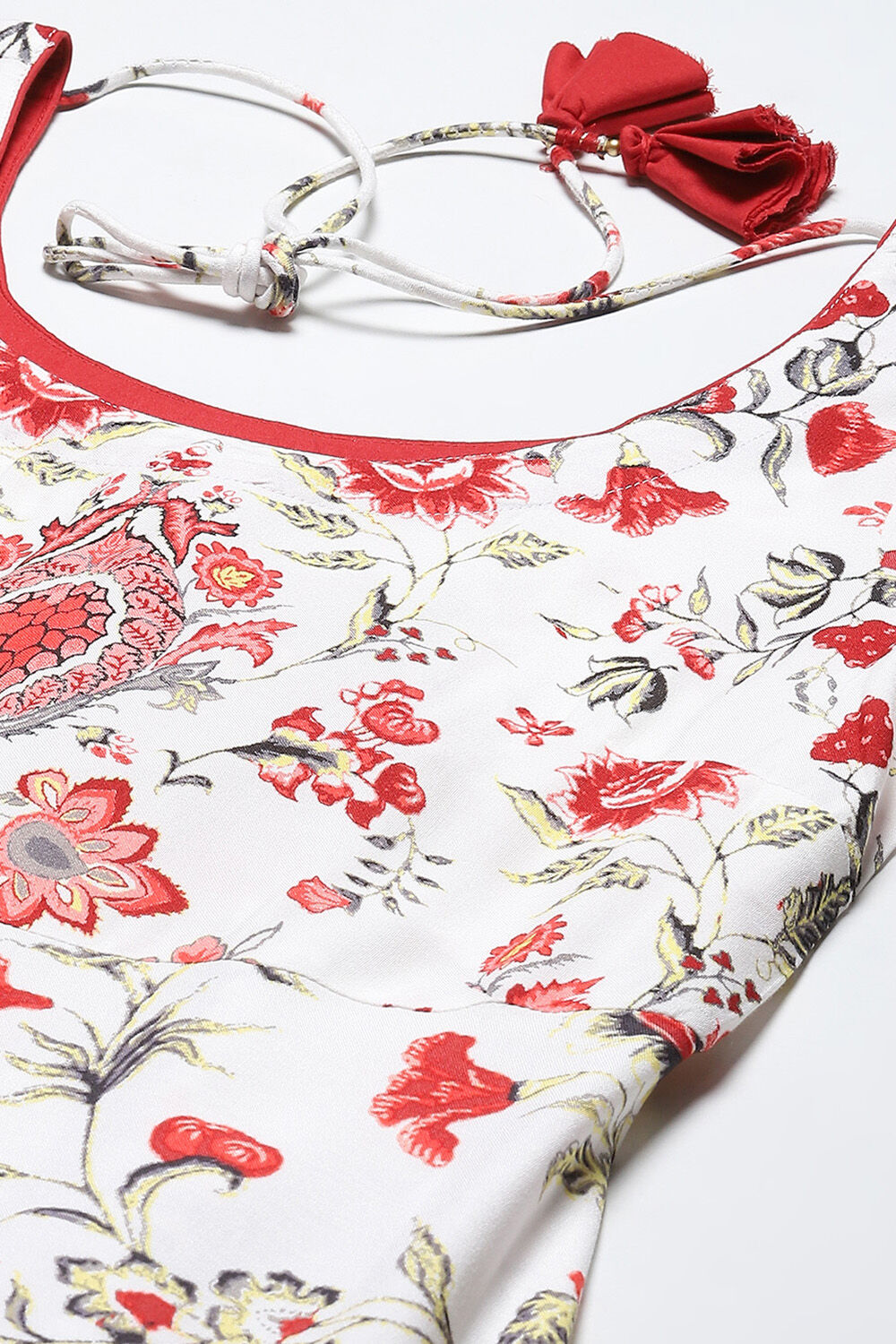 Off White Rayon Anarkali Kurta Churidar Suit Set image number 1