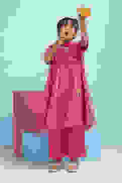 Pink Cotton Printed Anarkali Suit Set image number 7