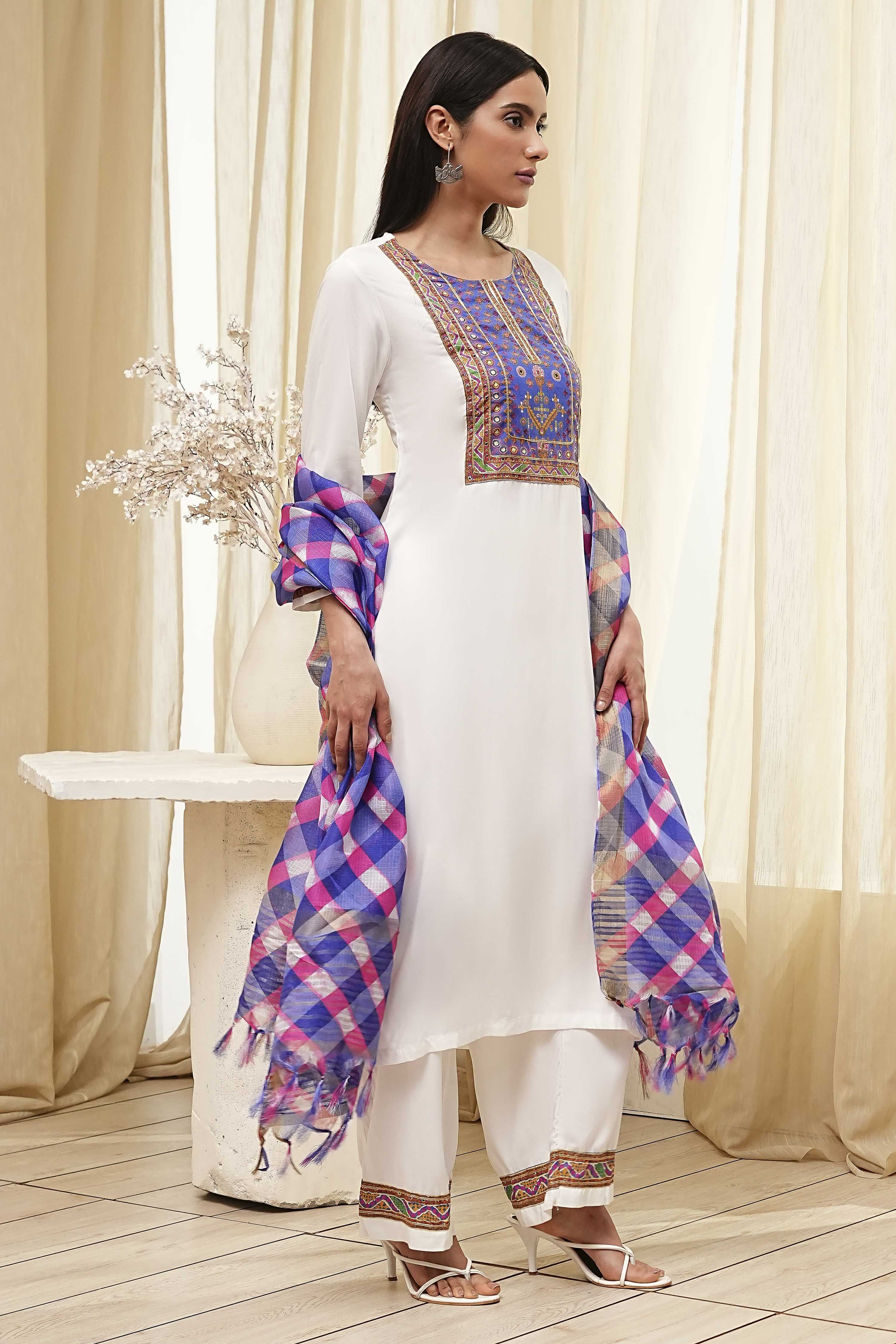 Blue and Pink Straight Suit Set image number 6