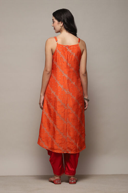 Orange Viscose Shantoon Kurta Dhoti Salwar Suit Set image number 4