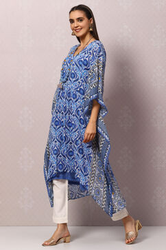 White And Blue Cotton Kaftan Set image number 5