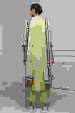 Beige Linen Blend Hand Painted Unstitched Suit Set image number 5