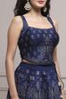 Blue Fitted Printed Lightweight Lehenga Set image number 1
