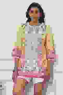 Yellow Cotton Printed Straight Short Kurta image number 5