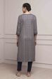 Blue Polyester Straight Printed Kurta image number 3