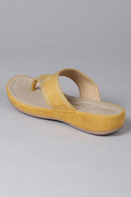 Mustard Suede Sandals image number 3