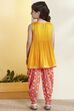 Yellow Viscose Rayon Printed Gathered Kurta Pants Set image number 5