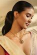 Gold Plated Brass Pendant Temple Necklace Set image number 1