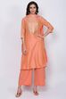 Orange Straight Kurta Palazzo Suit Set image number 2