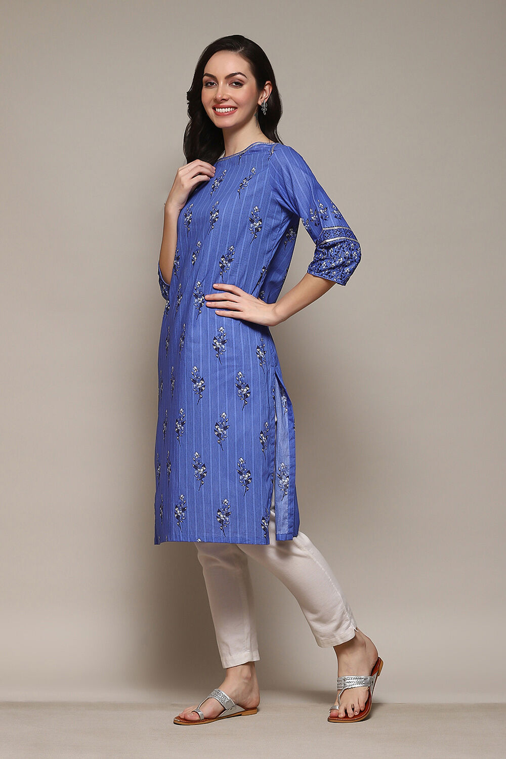 Green Cotton Straight Printed Kurta image number 2