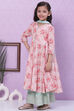 Pink Cotton Anarkali Straight Kurta Palazzo Suit Set image number 0