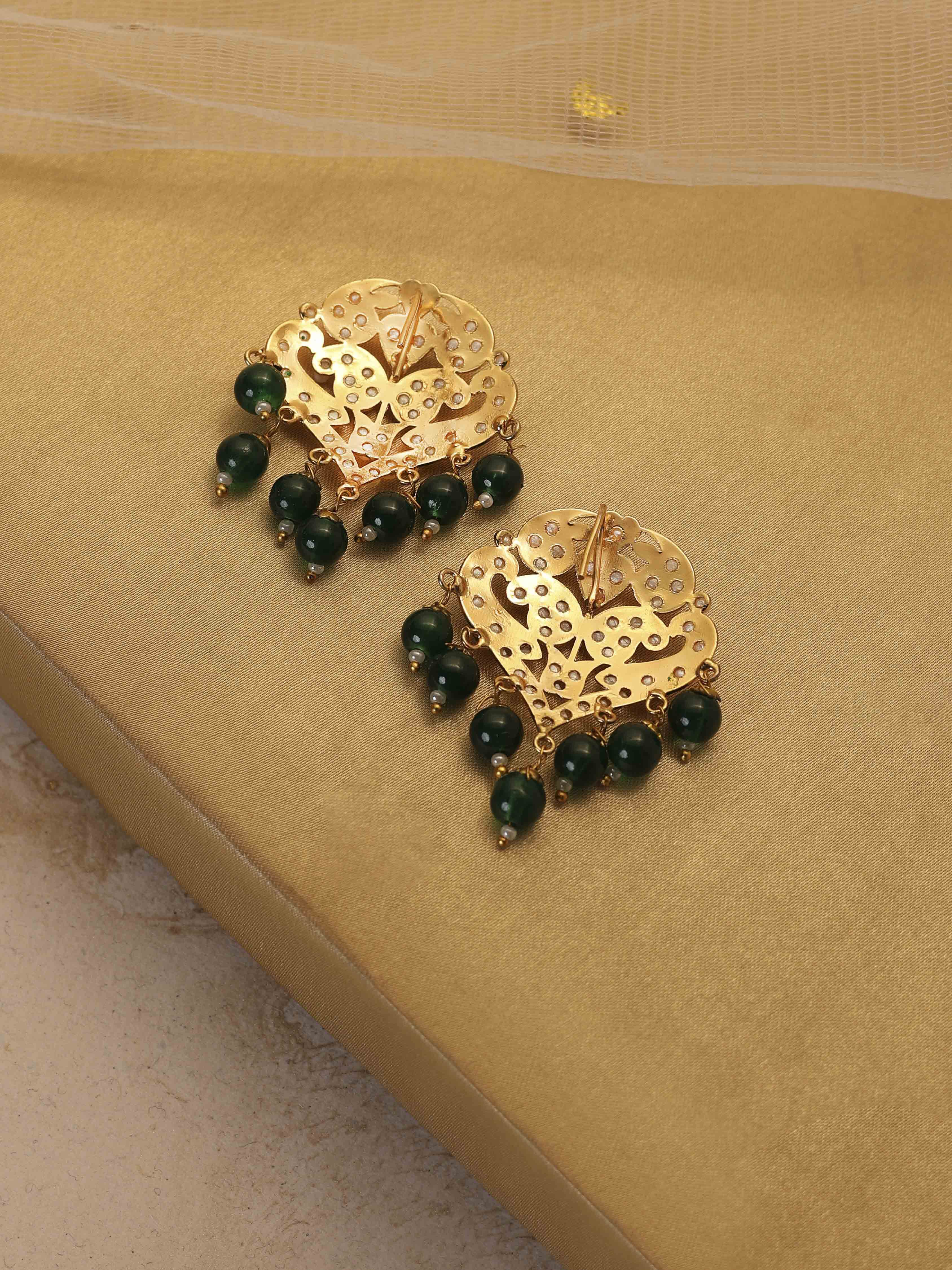 Green Gold Plated Brass Drop & Danglers image number 2